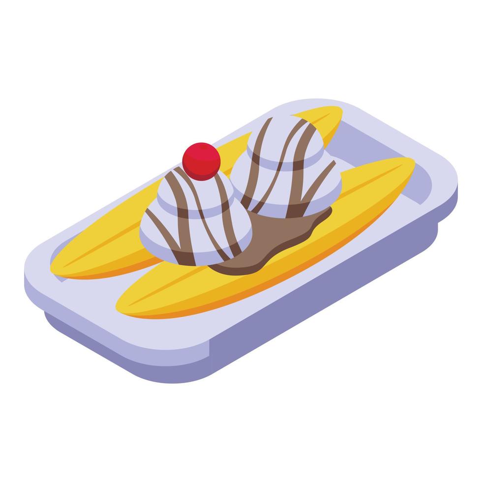 Peanut banana split icon isometric vector. Cream food vector