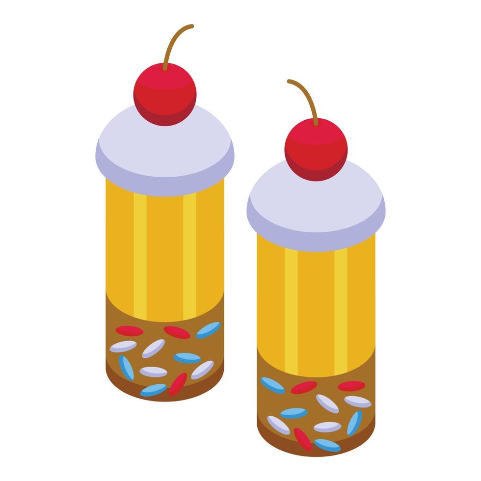 Ice banana split icon isometric vector. Cherry cream vector