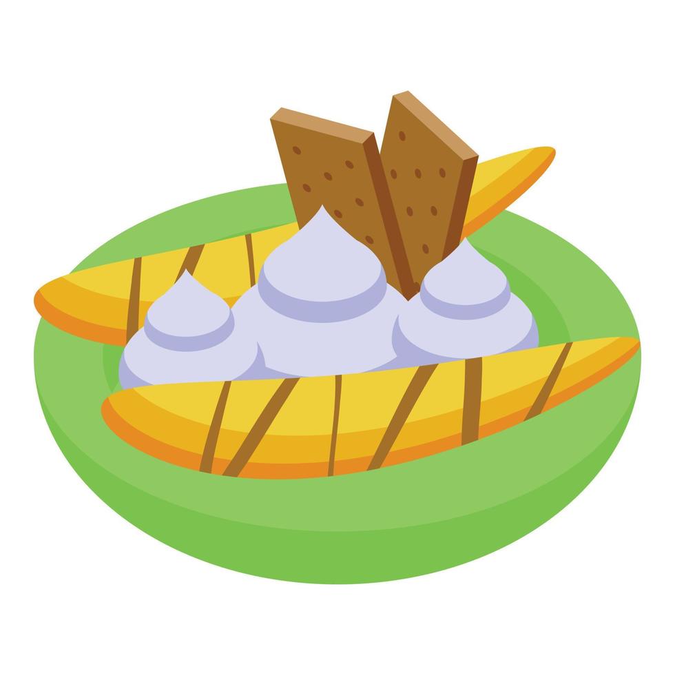 Cream banana split icon isometric vector. Cherry sundae vector