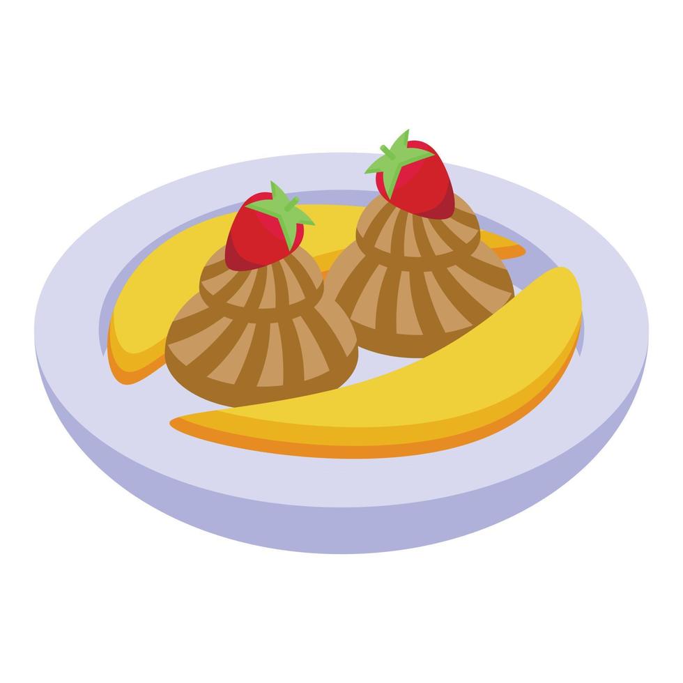 Frozen banana split icon isometric vector. Cherry cream vector