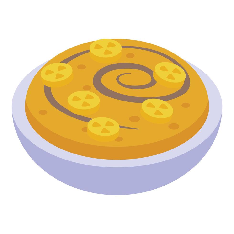 Cake banana split icon isometric vector. Vanilla fruit vector