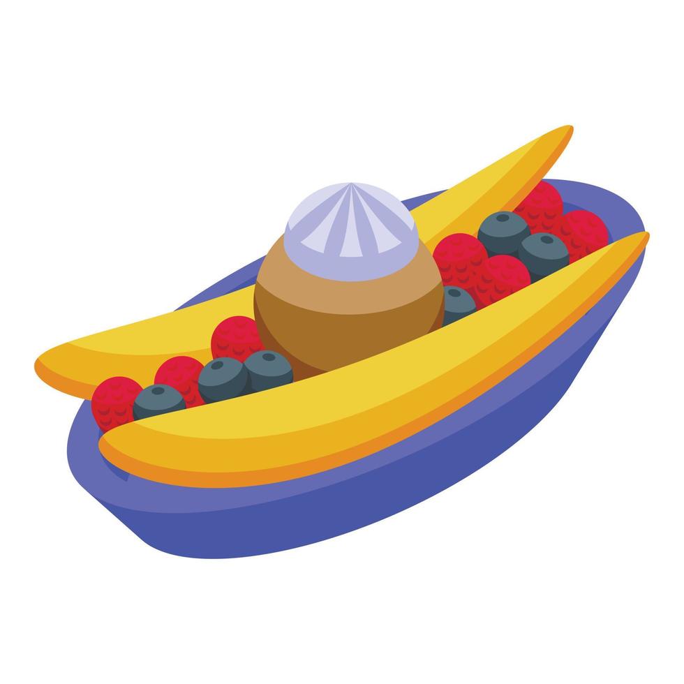 Fruit banana split icon isometric vector. Ice food vector