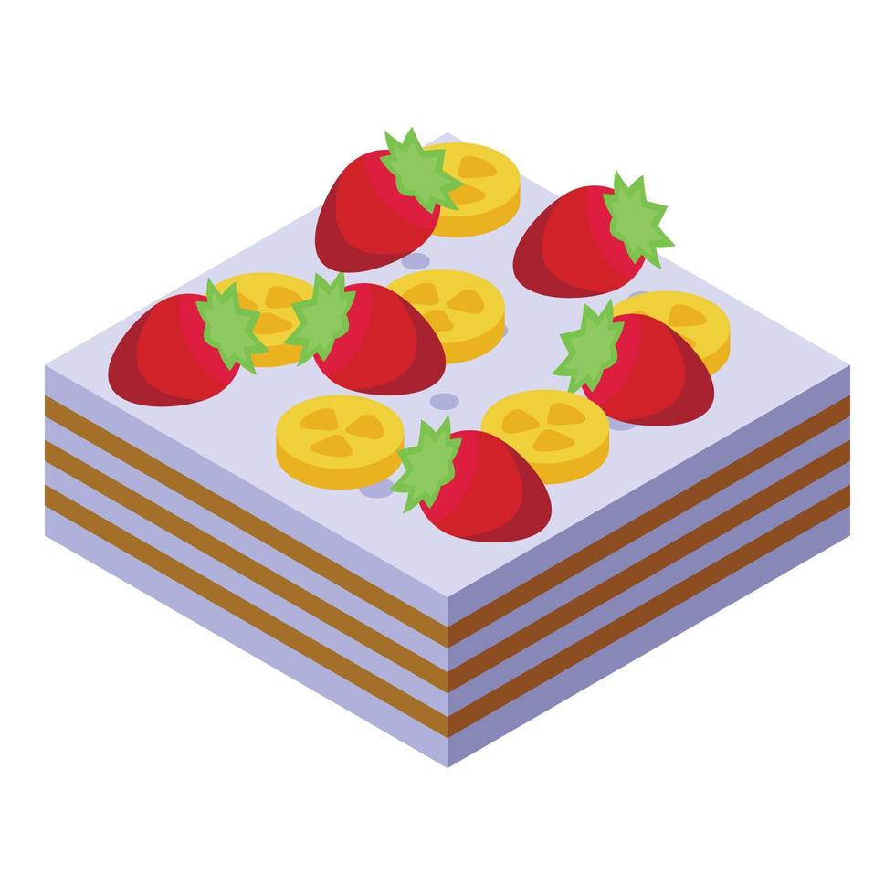 Strawberry banana split icon isometric vector. Cherry cream vector