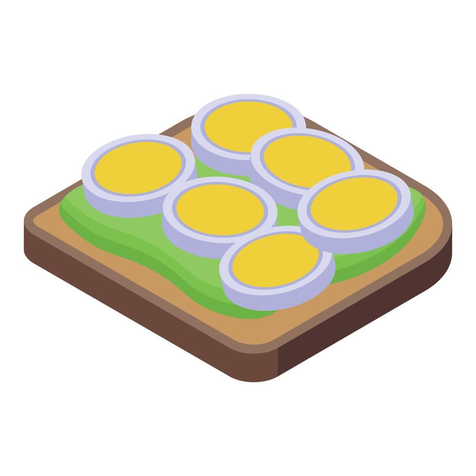 Boiled egg avocado toast icon isometric vector. Bread food vector