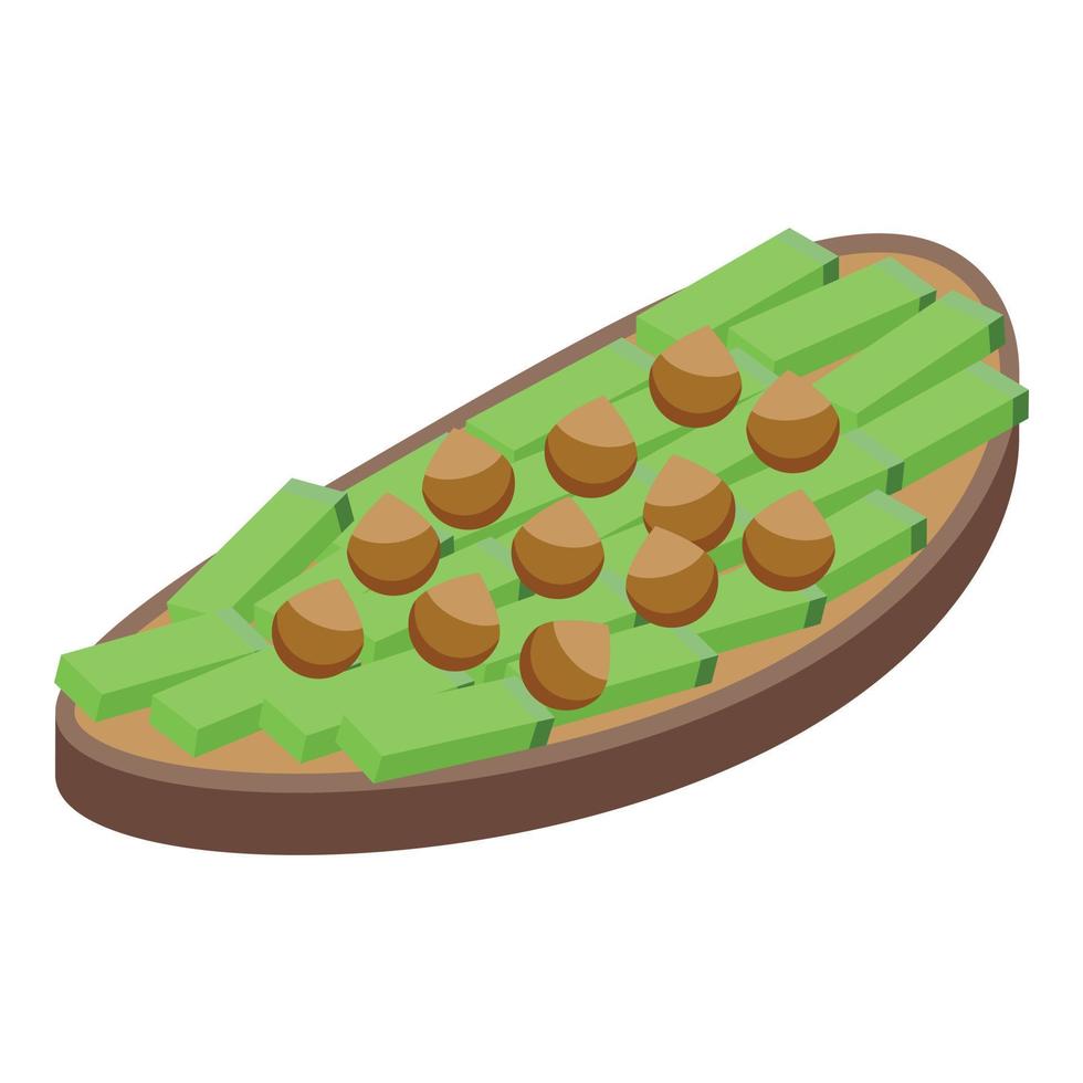 Nut avocado toast icon isometric vector. Bread food vector
