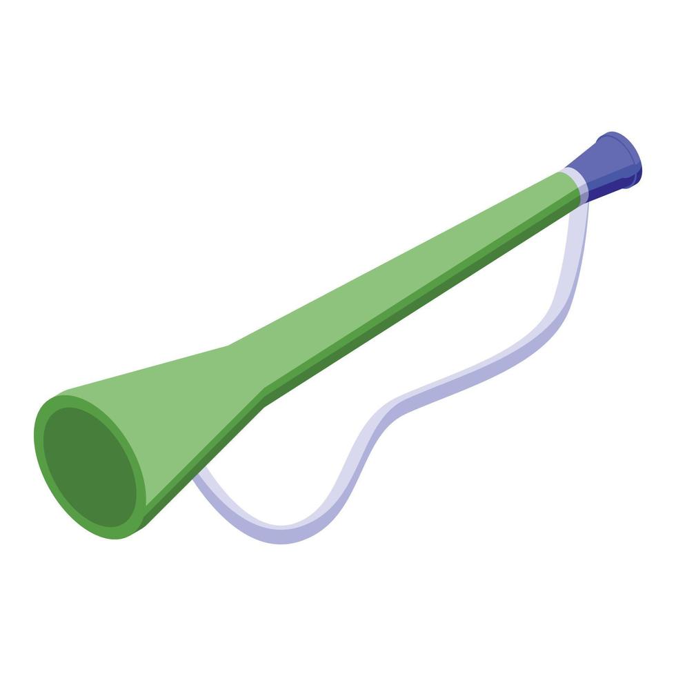 Green vuvuzela icon isometric vector. Soccer trumpet vector