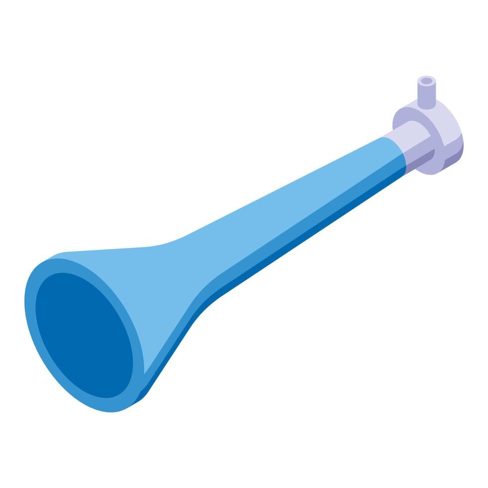 azul vuvuzela icono isométrica vector. fútbol trompeta vector
