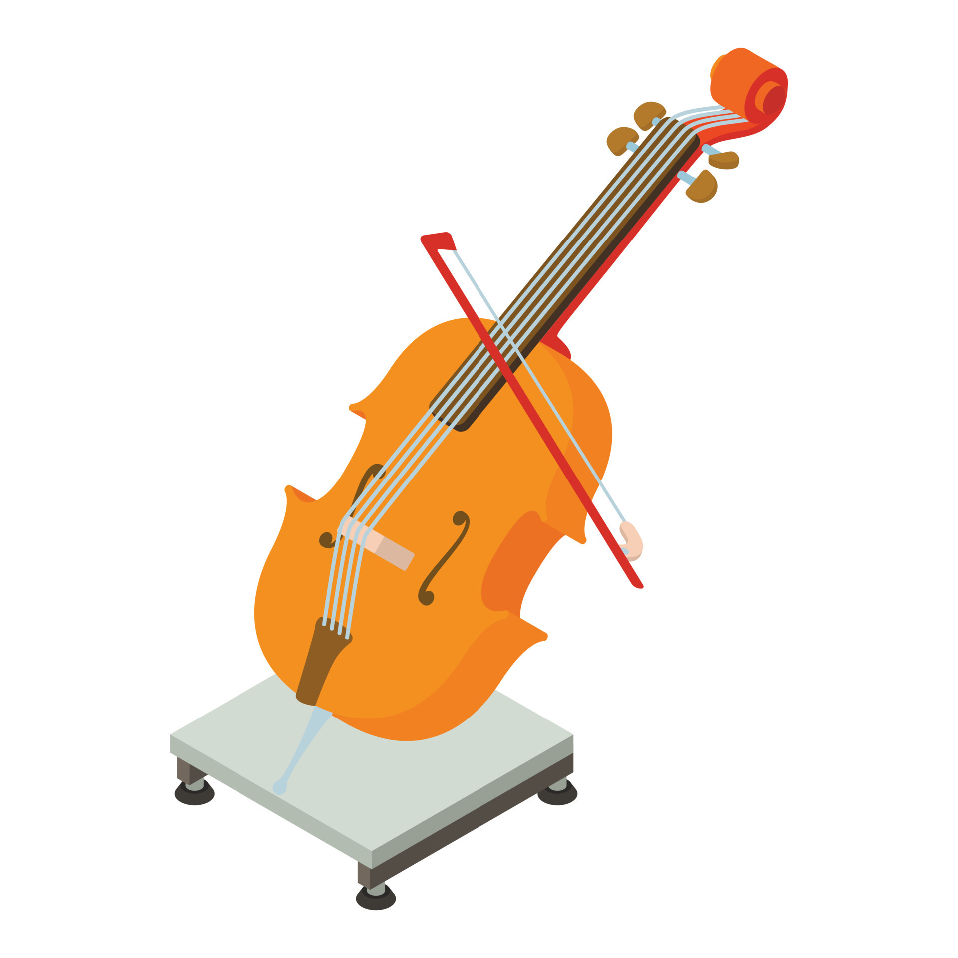 Cello icon isometric vector. Stringed music instrument with bow on