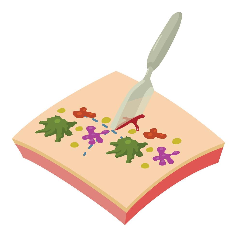 Surgical operation icon isometric vector. Scalpel cuts part of contaminated skin vector