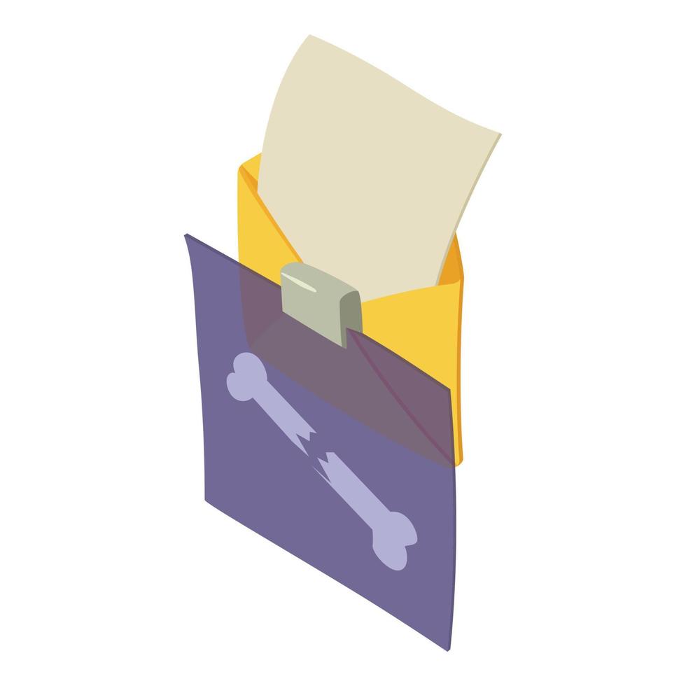 Medical insurance icon isometric vector. Envelope with paper x ray broken bone vector