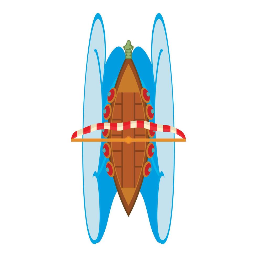 Viking ship icon isometric vector. Big ancient scandinavian ship and ocean wave vector