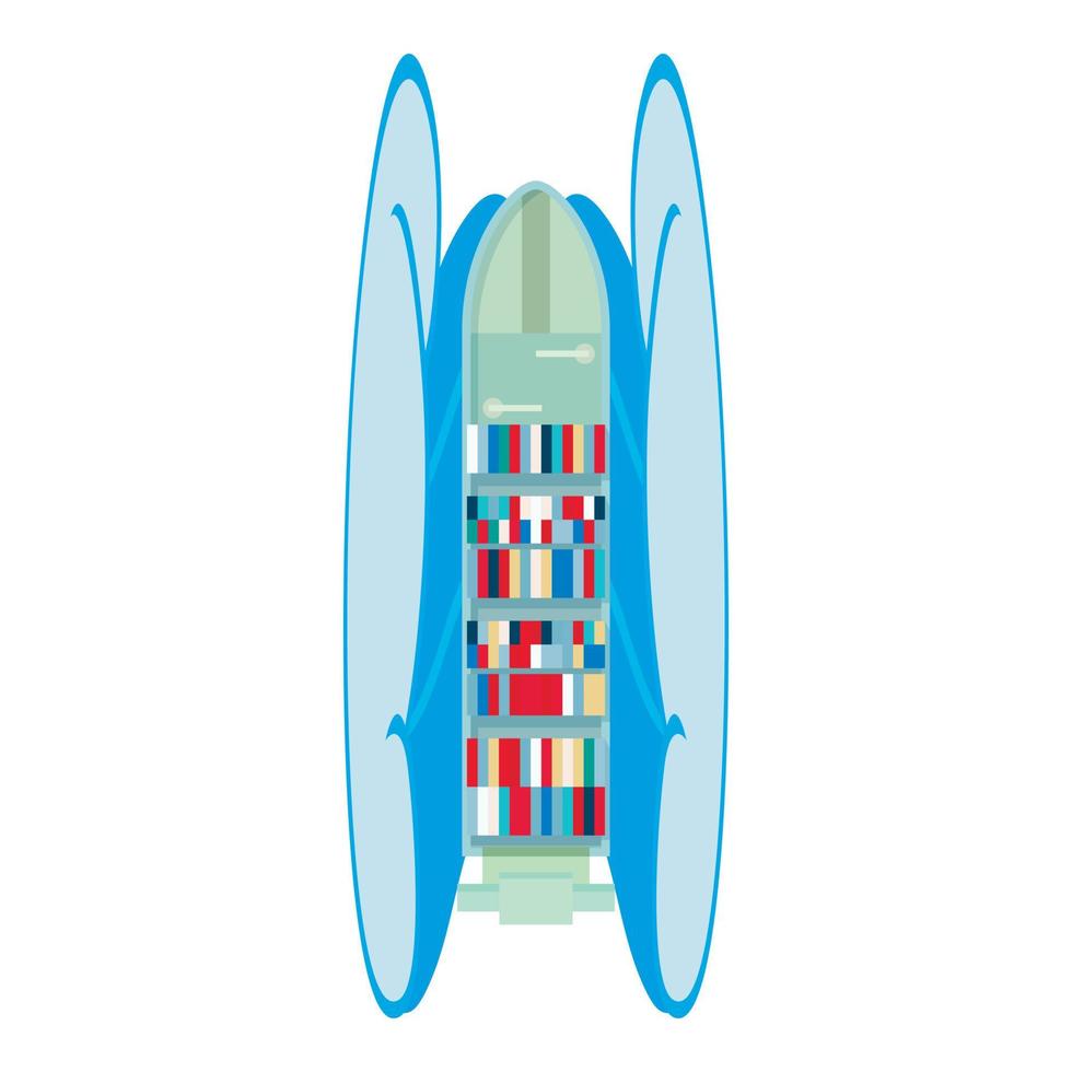 vector isométrico del icono del buque de carga. gran buque portacontenedores moderno y ola oceánica