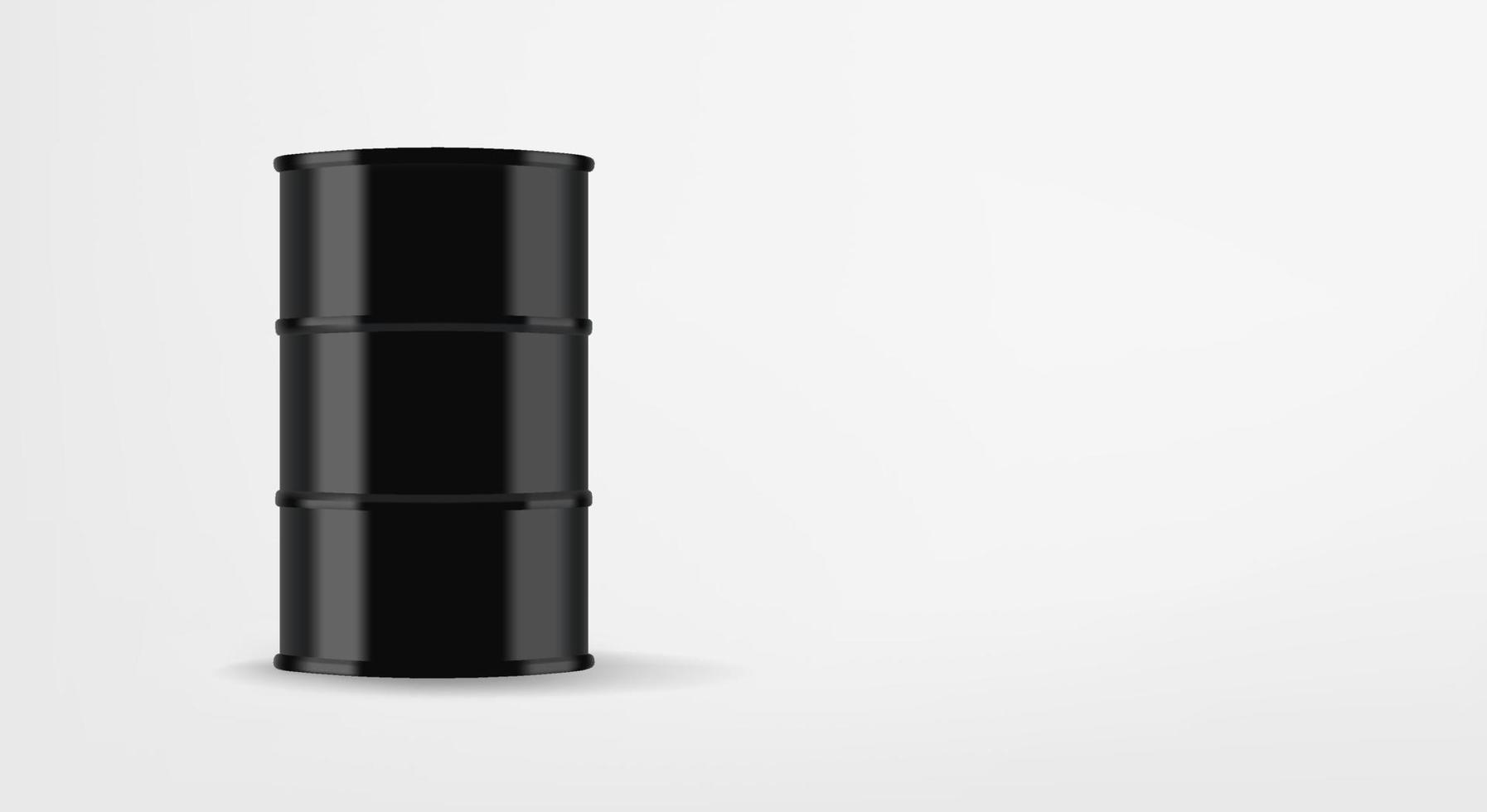 Black barrel with fuel. 3d vector banner with copy space