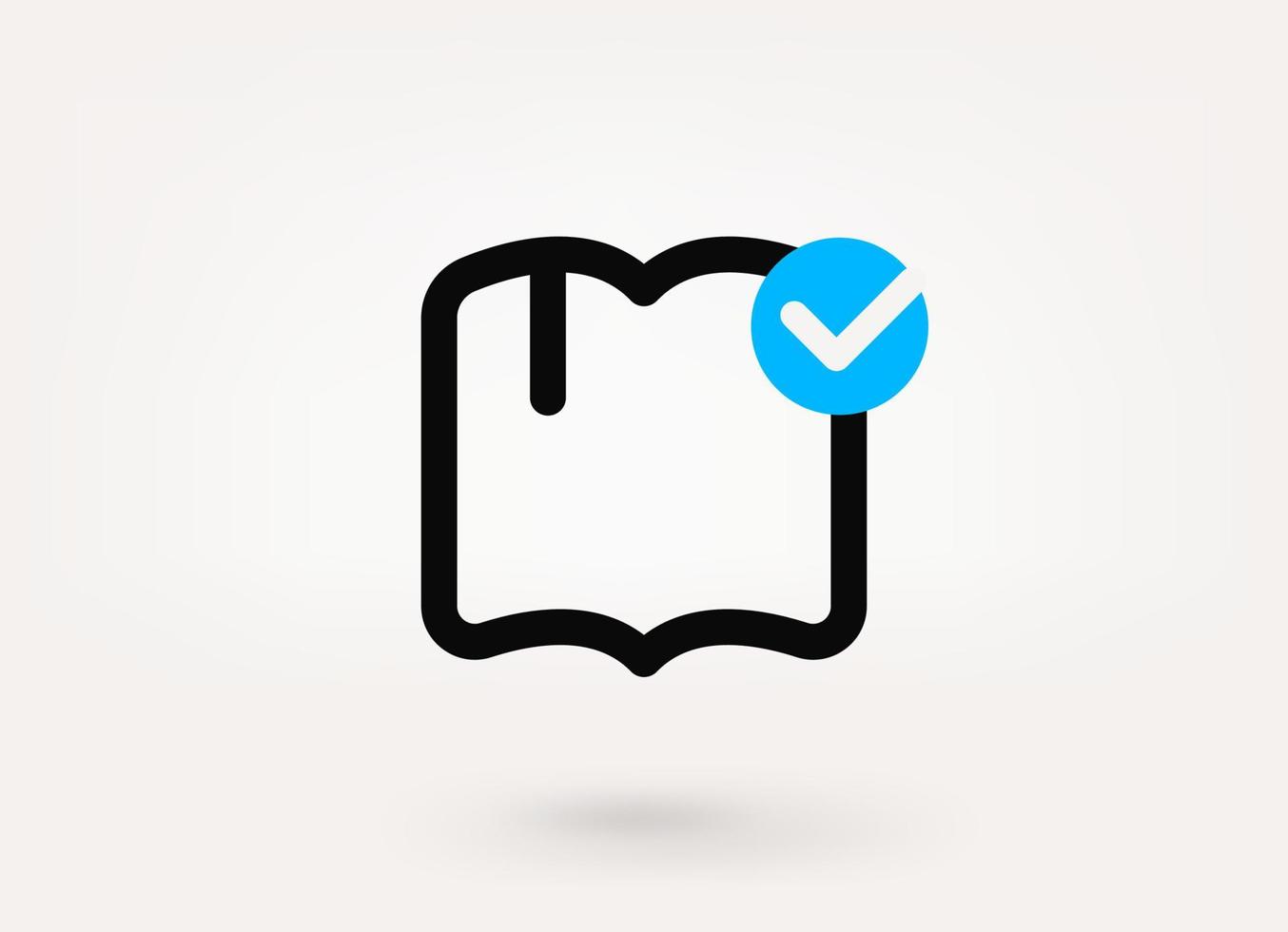 Book pictogram with approve check mark. Linear vector linear icon