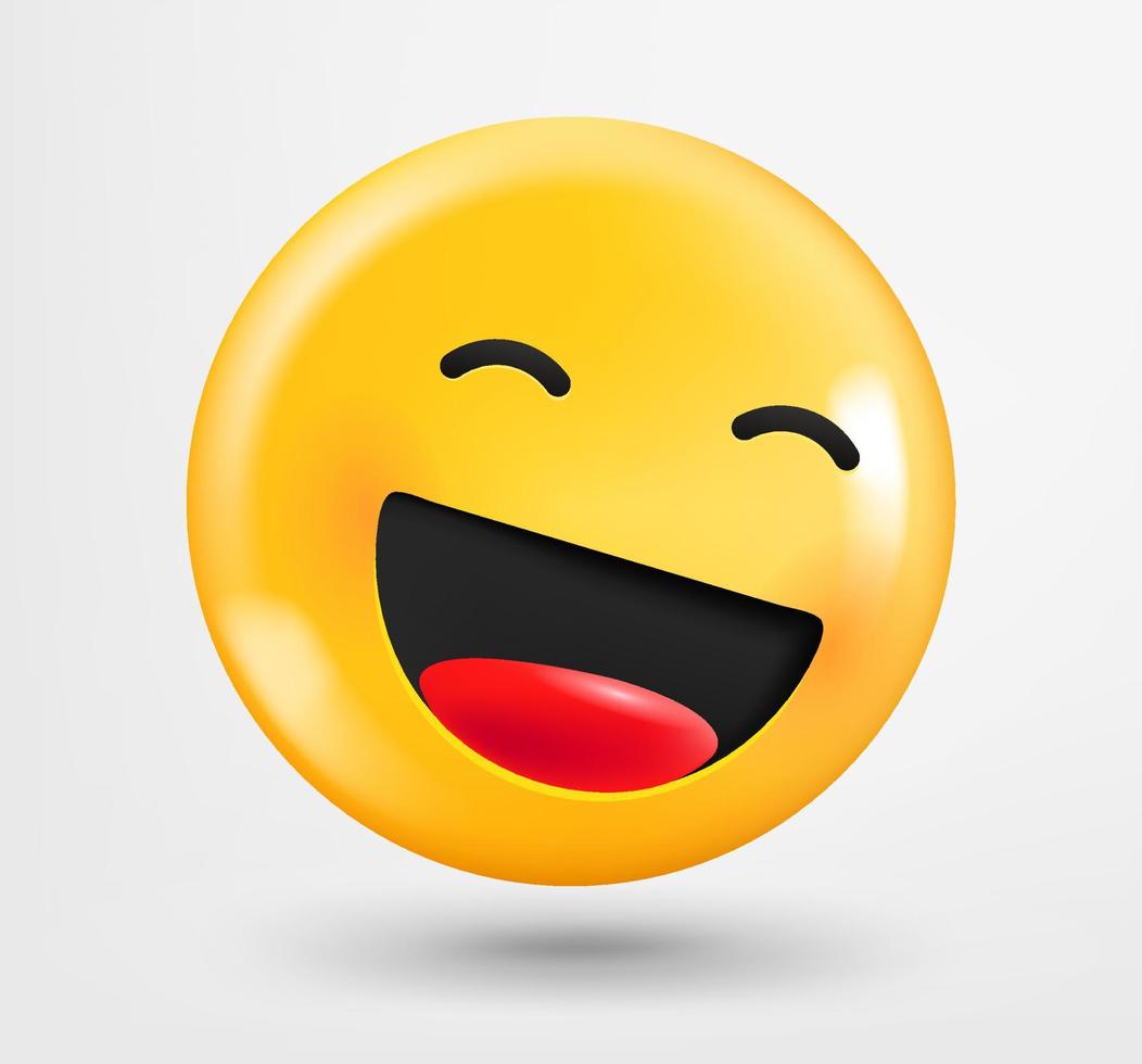 Laughing emoji 3d vector. Emoticon isolated on white background vector