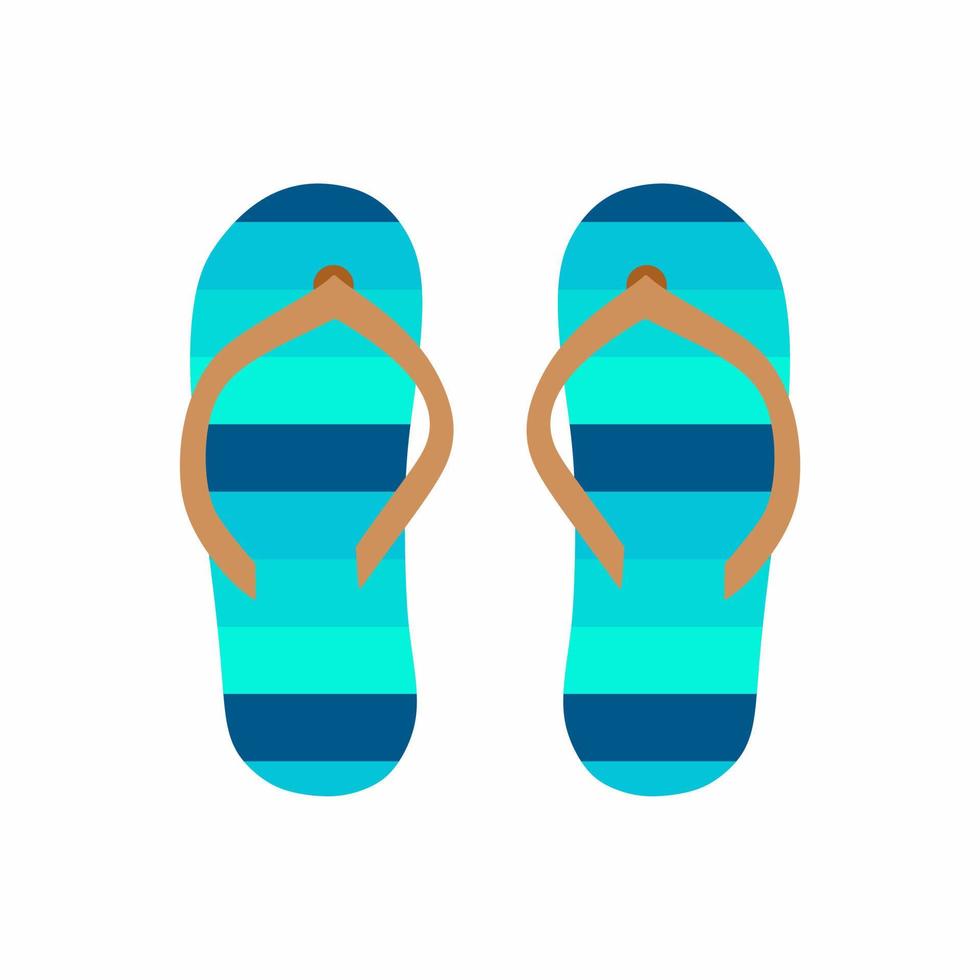 Flip flops isolate on a white background. Slippers icon. Colored flip flops blue striped on white background. vector