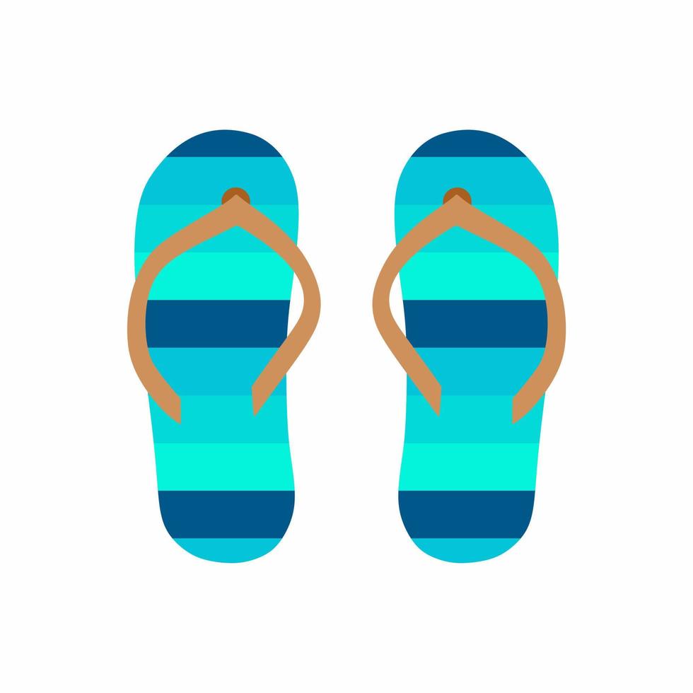 Flip flops isolate on a white background. Slippers icon. Colored flip flops blue striped on white background. vector