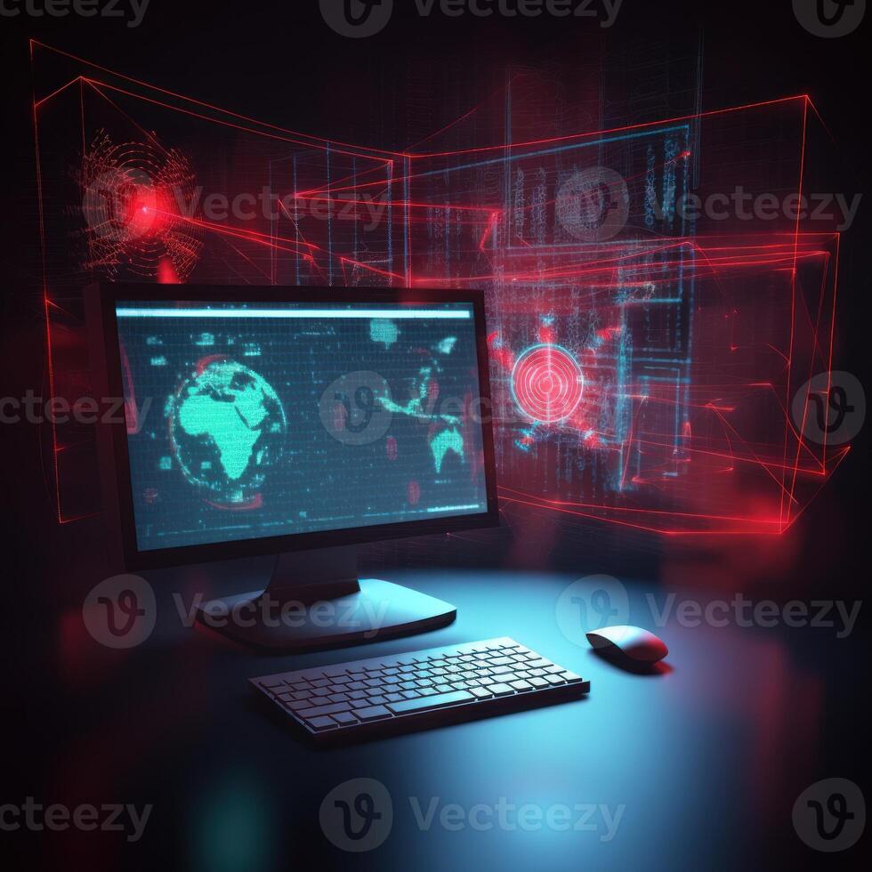 Cyber Attack shows danger technology sign photo