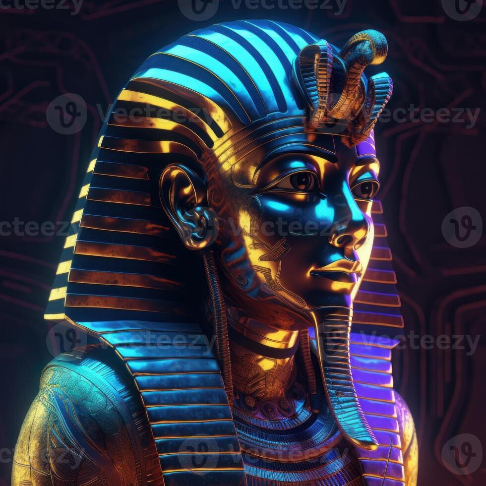 Egyptian Pharaoh Hyper-realistic glowing image photo