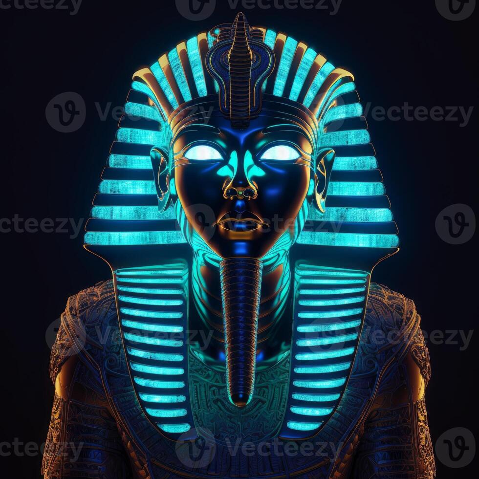 An Egyptian Pharaoh Hyper-realistic glowing light photo