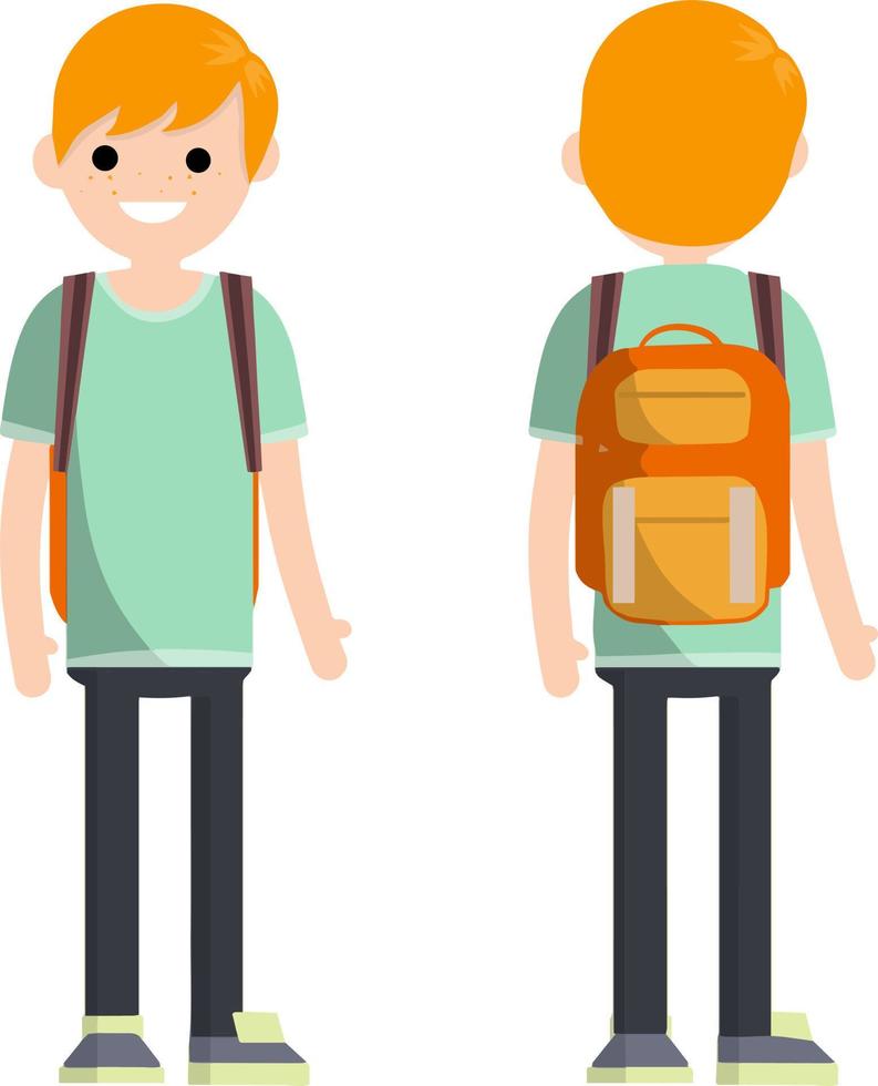 joven moderno hombre con un mochila. vector