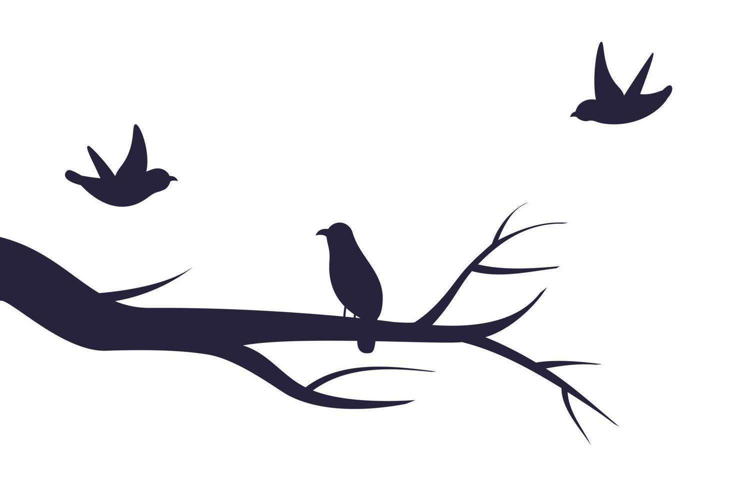 árbol rama con aves vector