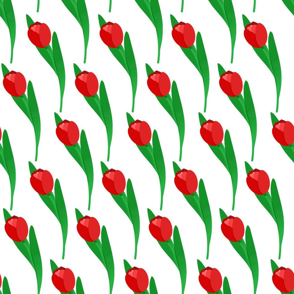 Seamless pattern with red tulips vector illustration