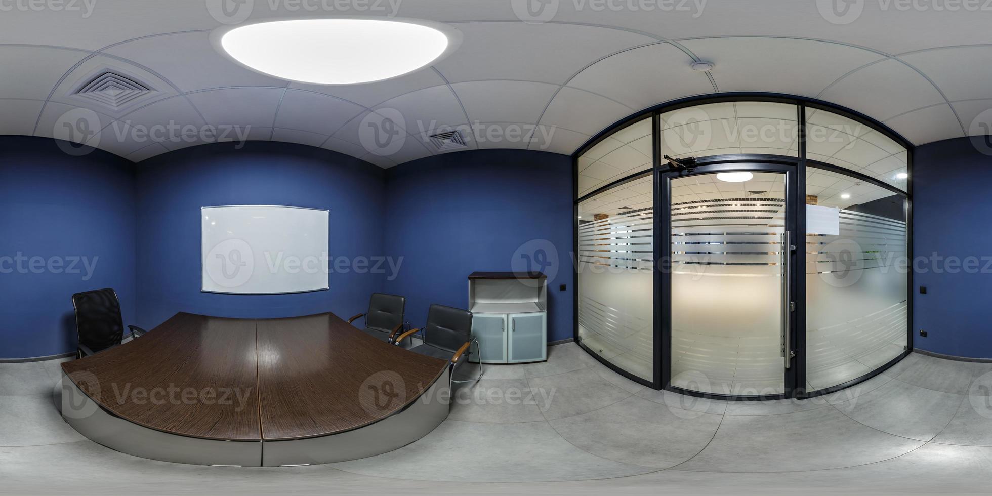 full spherical hdri seamless hdri 360 panorama in interior of empty conference hall of business room for negotiations and meetings in equirectangular projection. AR VR content photo