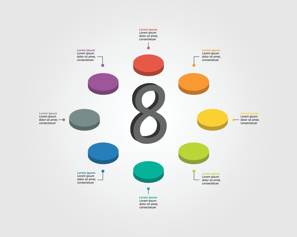 circle template for infographic for presentation for 8 element vector