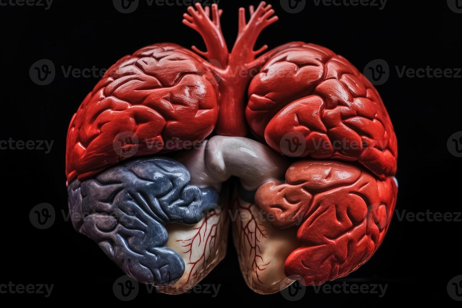 A heart shaped mixture of a human heart and brain. photo