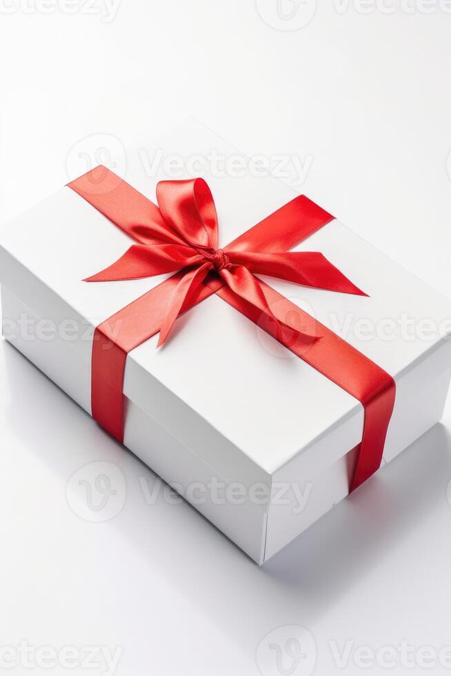 Top view gift box with isolated white background. photo