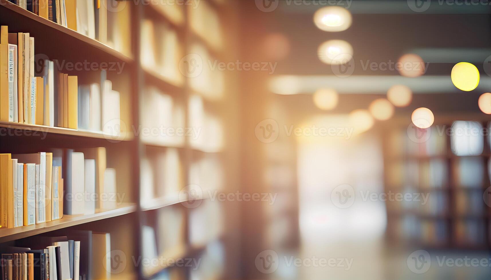 Abstract blurred public library interior space. blurry room with bookshelves by defocused effect. use for background or backdrop in Abstract blurred publicbusiness or education concepts. photo