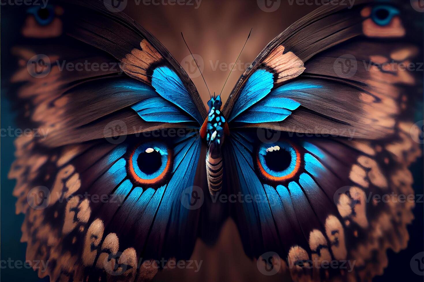 Butterfly, colorful drawing on the wings in the form of animal eyes. photo