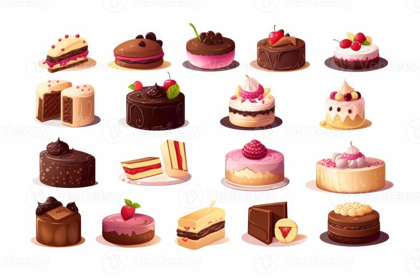 Cake icon set. Generate Ai photo