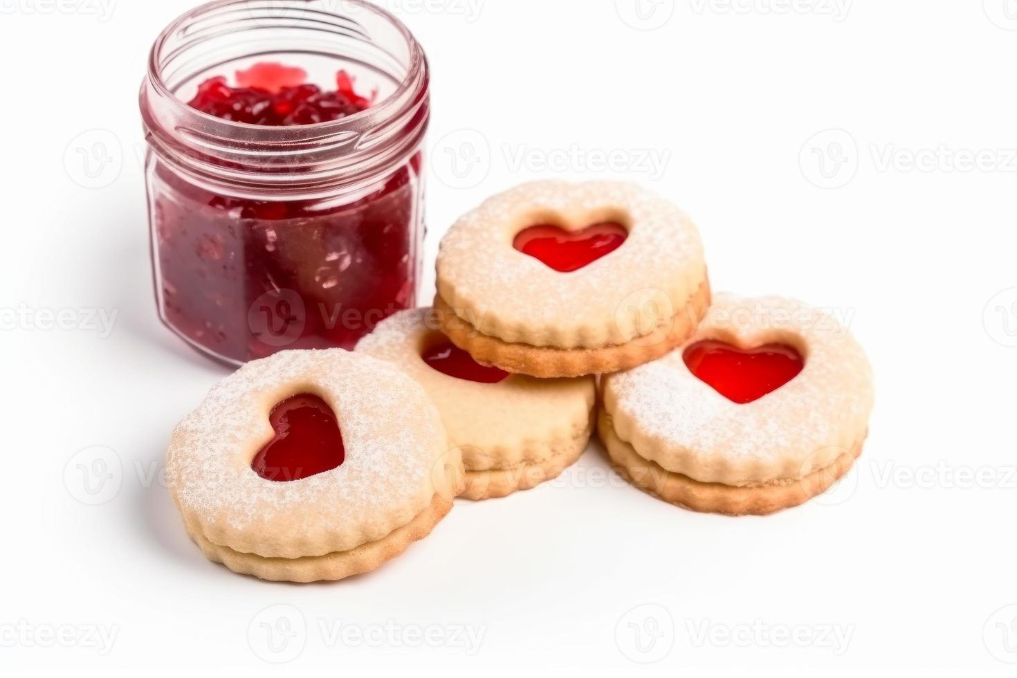 corazones mermelada galletas san valentin día. generar ai foto