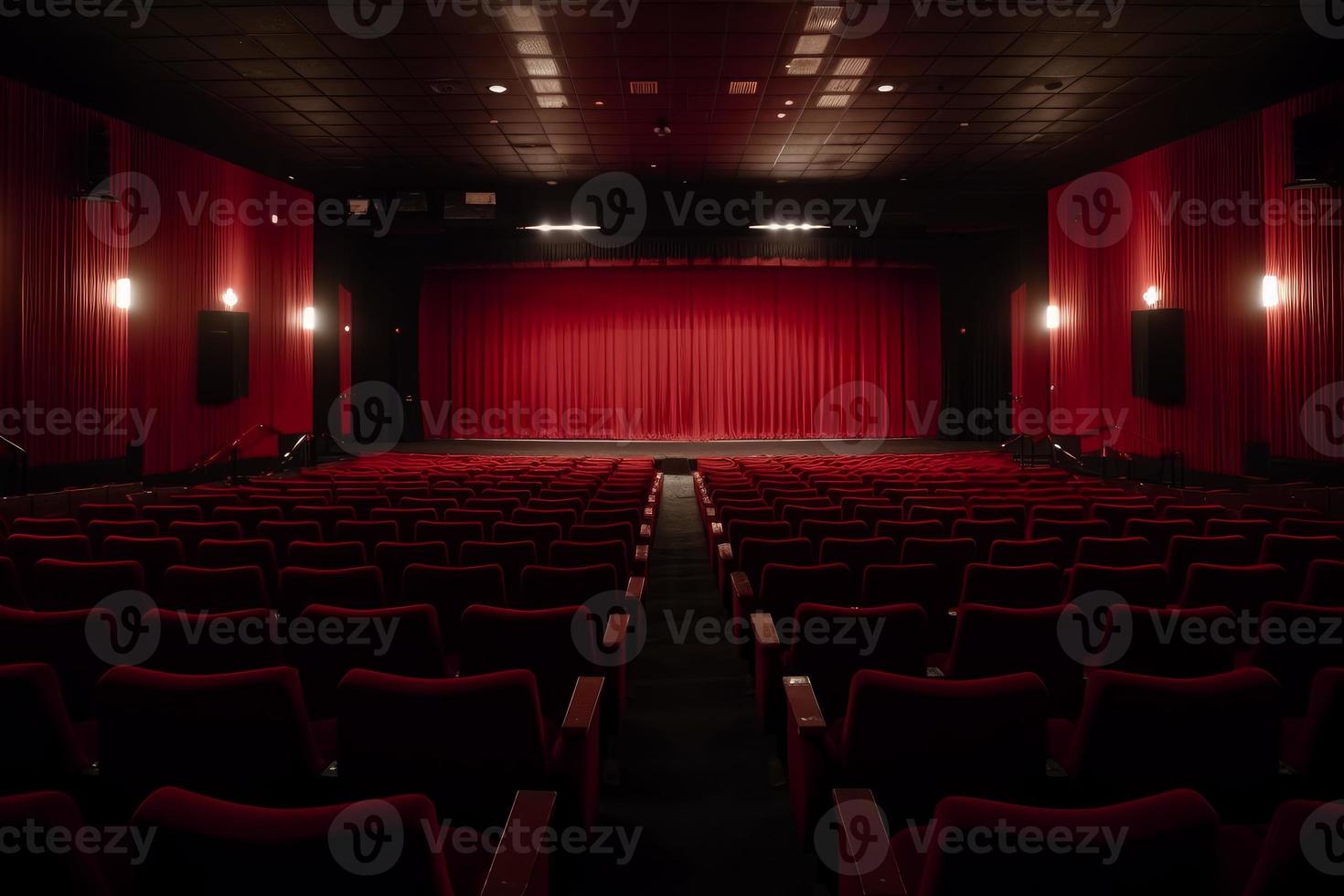 teatro rojo terciopelo escenario. generar ai foto