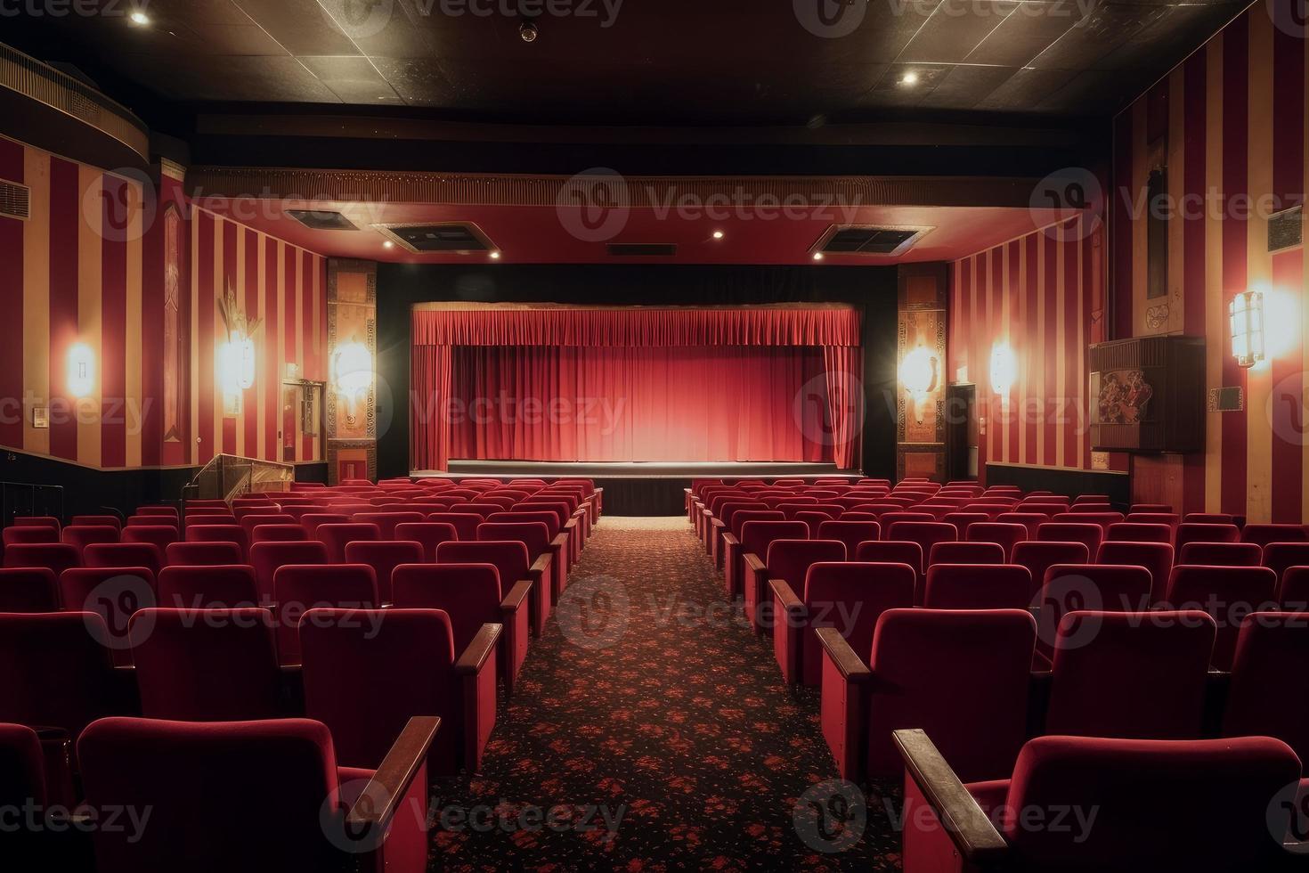 Movie red velvet lights. Generate Ai photo