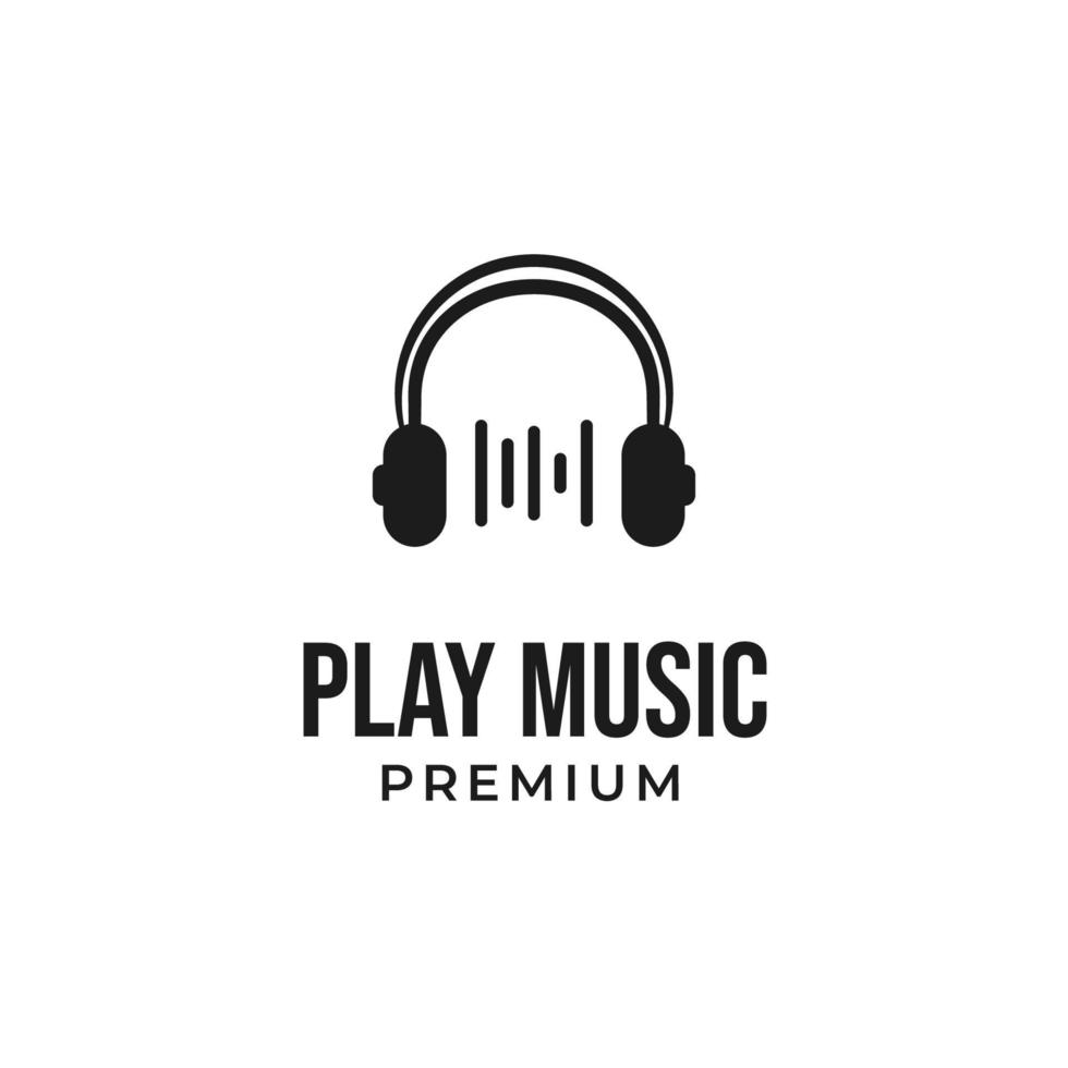 Vector headphone music play logo design concept illustration idea ...