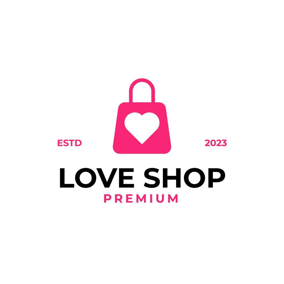 Vector love shop bag logo design illustration idea