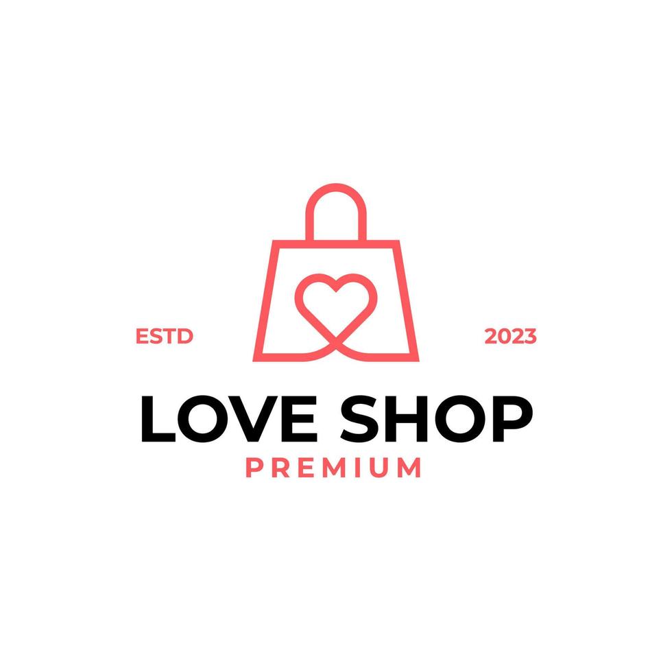 Vector love shop bag logo design illustration idea