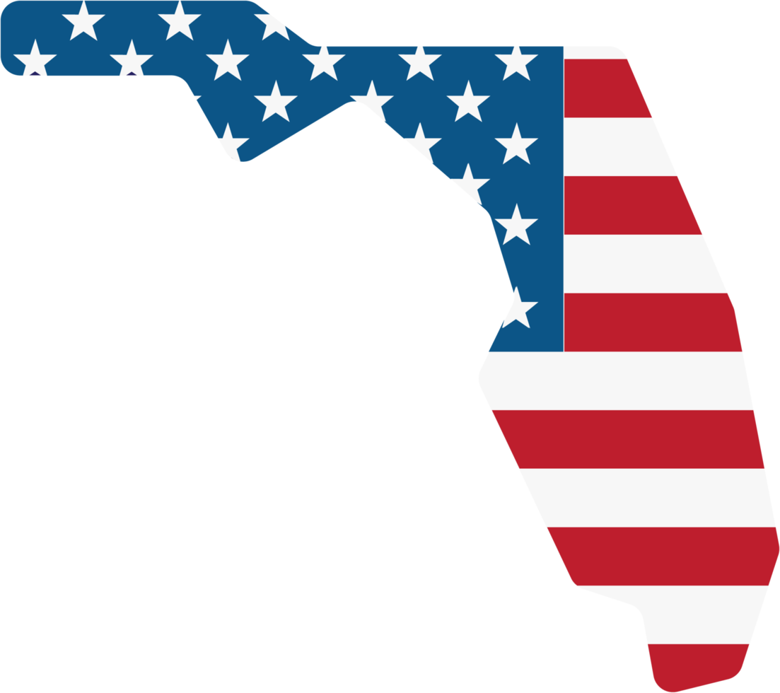 översikt teckning av florida stat Karta på USA flagga. png