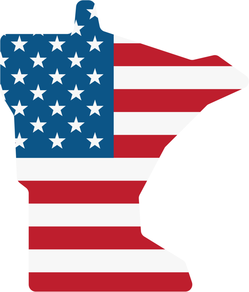 outline drawing of minnesota state map on usa flag. png