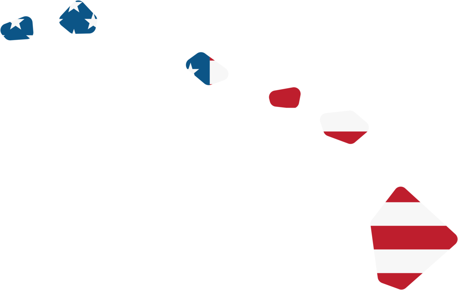 outline drawing of hawaii state map on usa flag. png