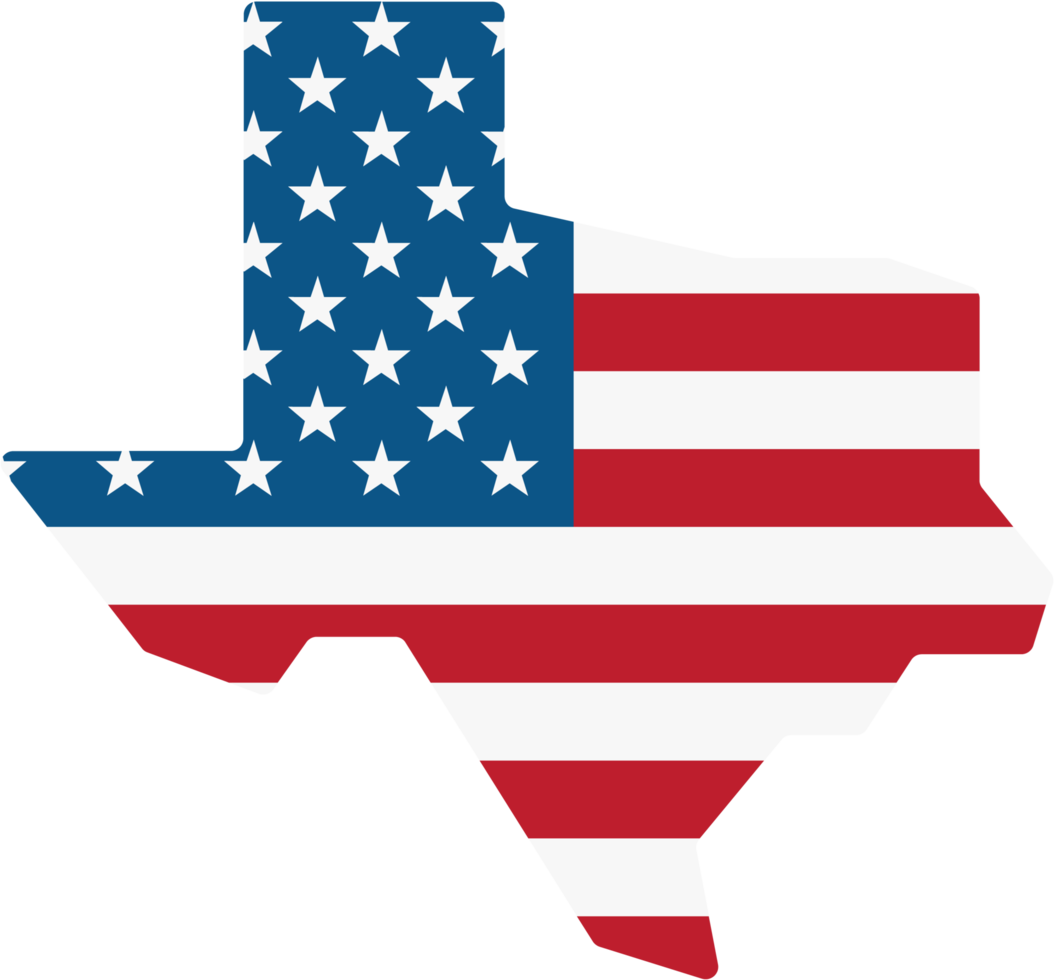 outline drawing of texas state map on usa flag. png