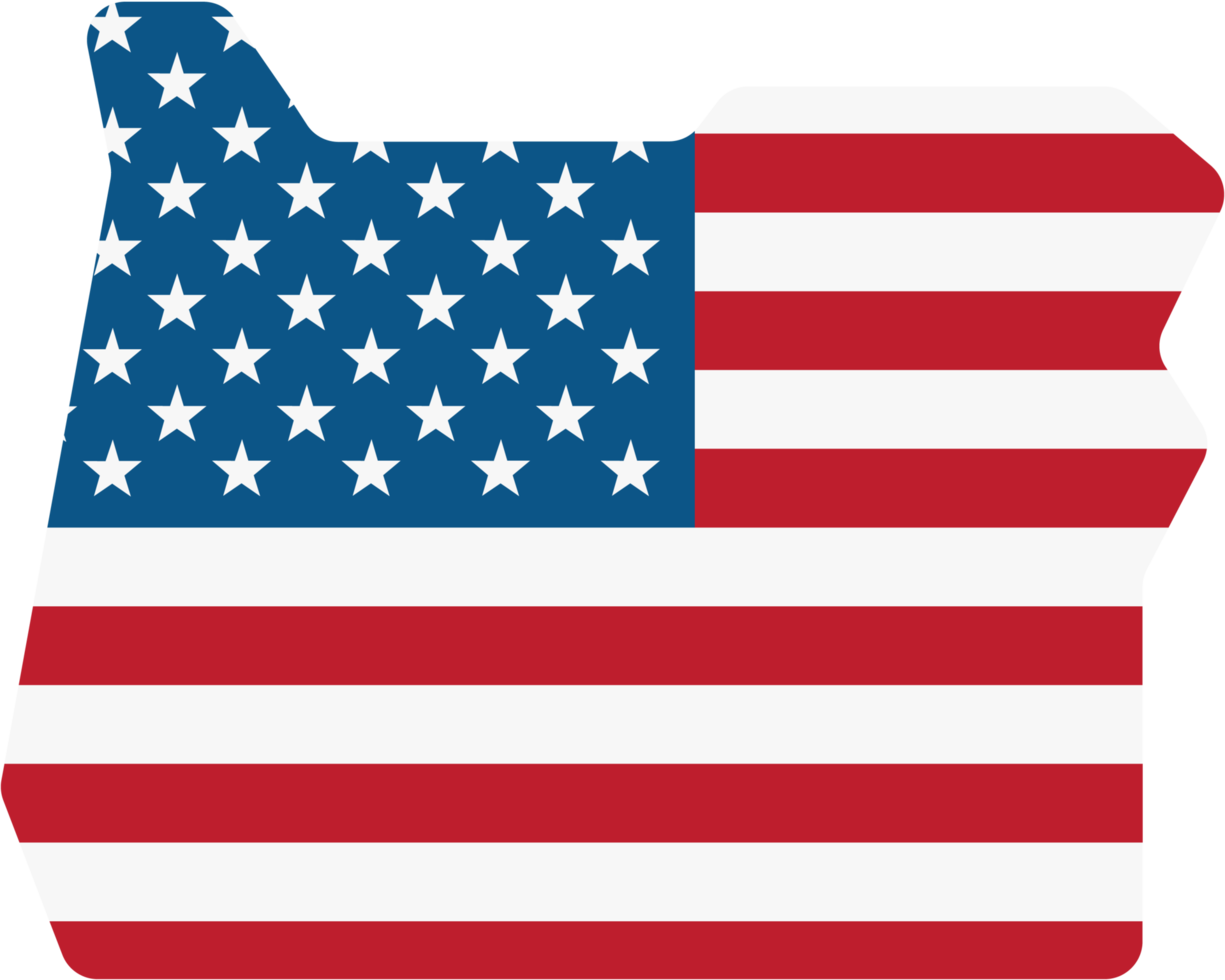 outline drawing of oregon state map on usa flag. png