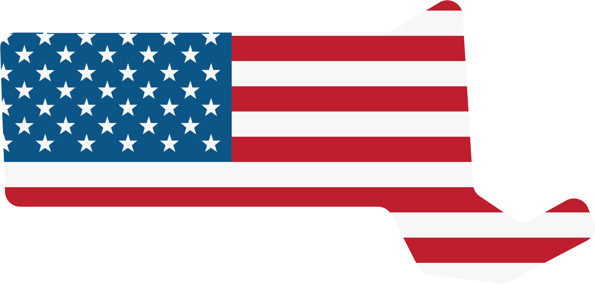 outline drawing of massachusetts state map on usa flag. png