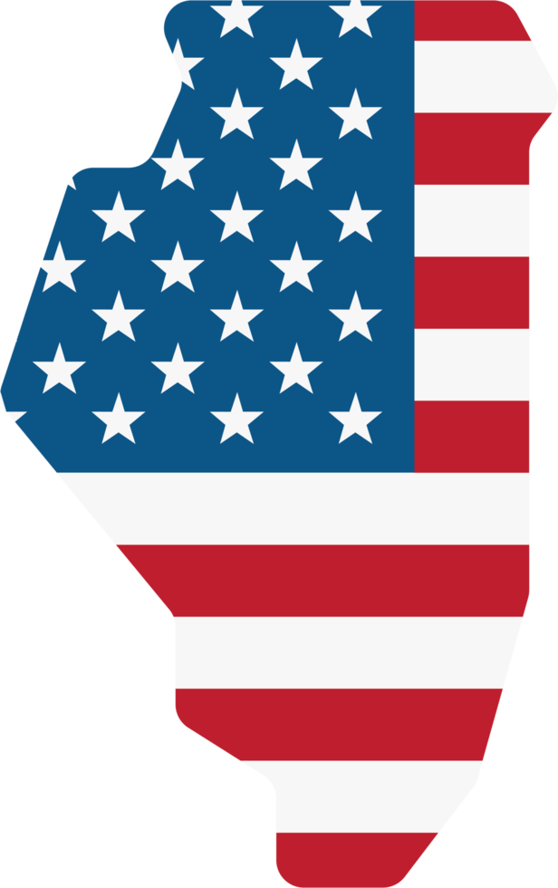 outline drawing of illinois state map on usa flag. png