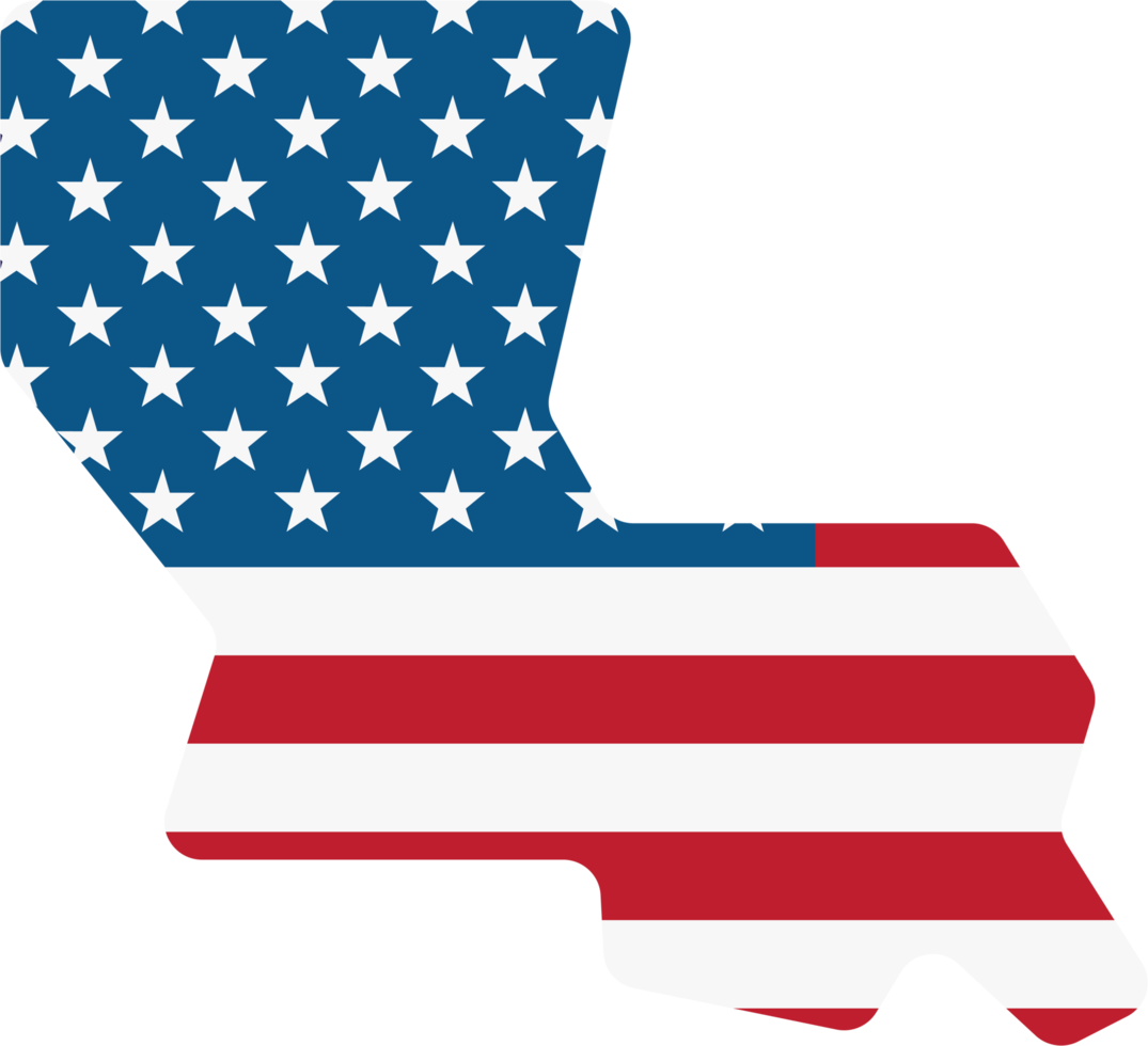 outline drawing of louisiana state map on usa flag. png