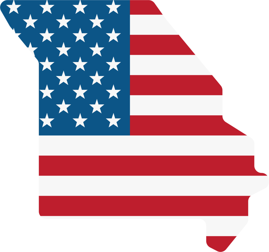 umrisszeichnung der missouri-staatskarte auf usa-flagge. png