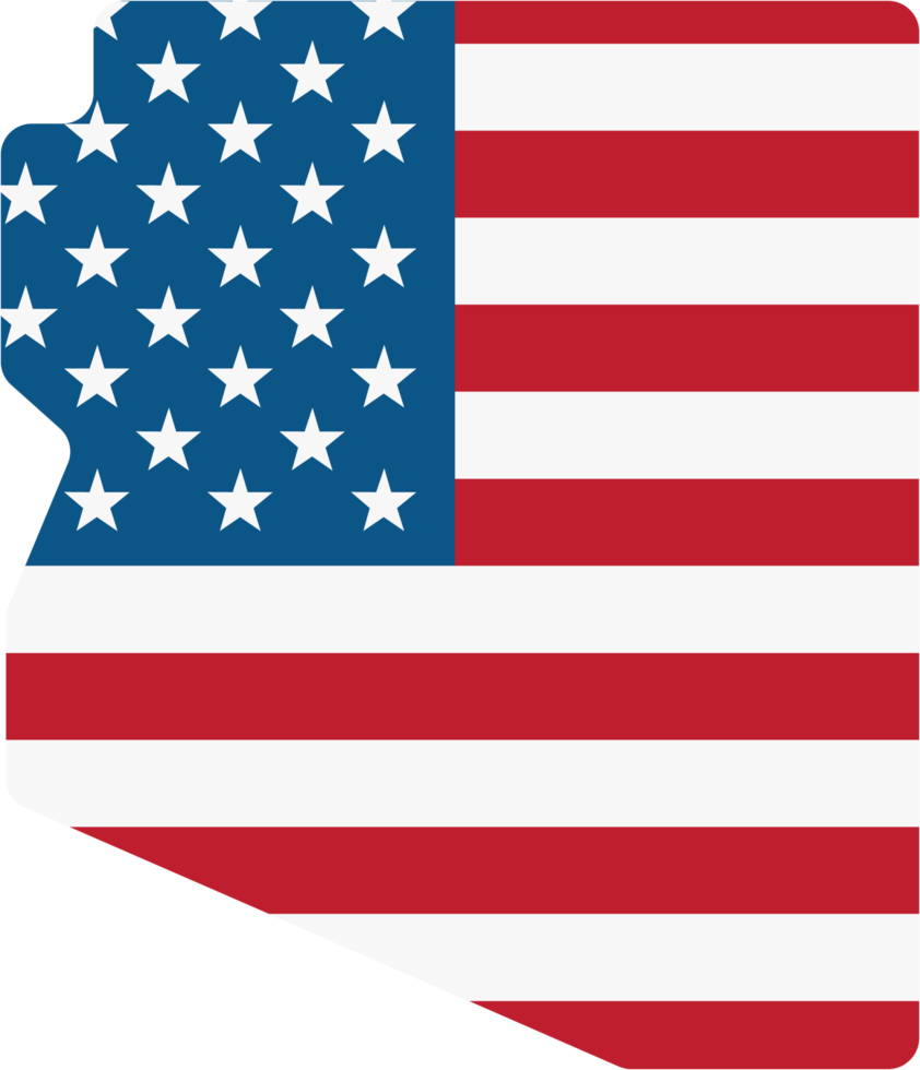outline drawing of arizona state map on usa flag. png